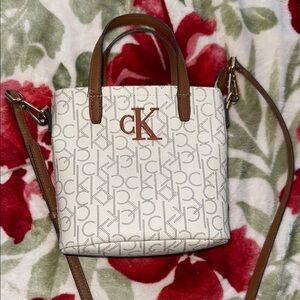 Calvin Klein White and Brown bucket bag Women's Bag